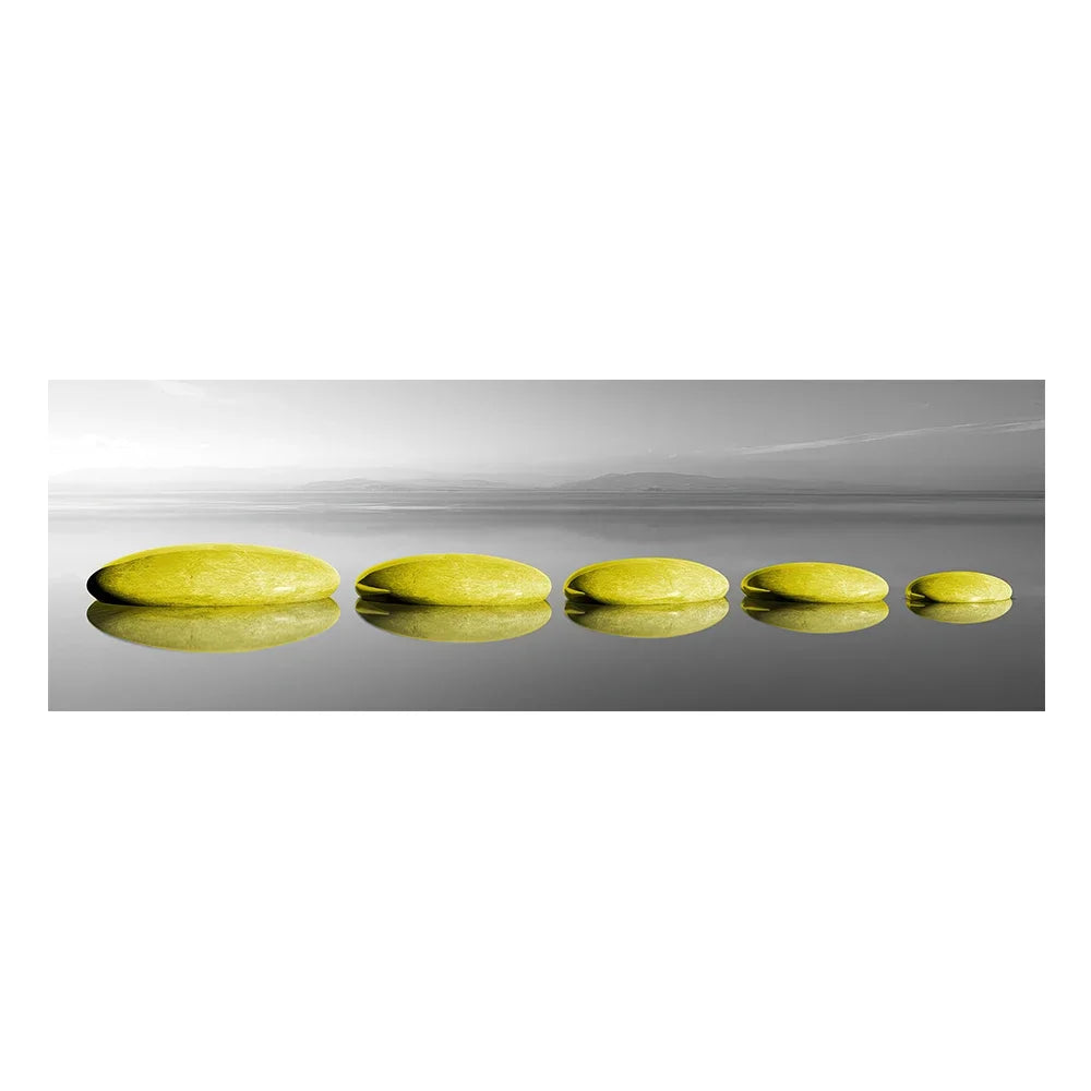 Quadro Decorativo Ponte Dorada Beira-Mar — Arte Minimalista de Paisagem para Sala