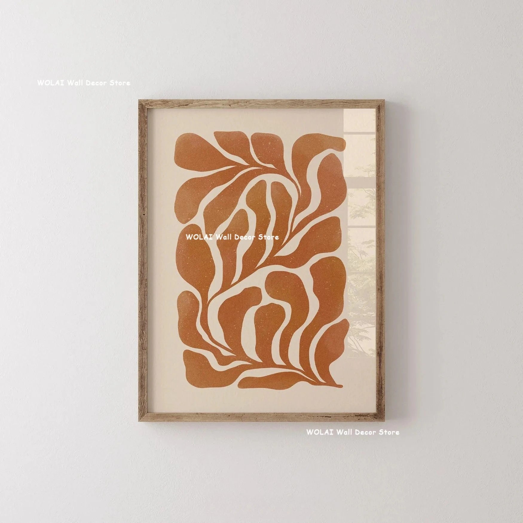 Quadro Decorativo Plantas Bege e Preto — Arte Floral Minimalista para Sala