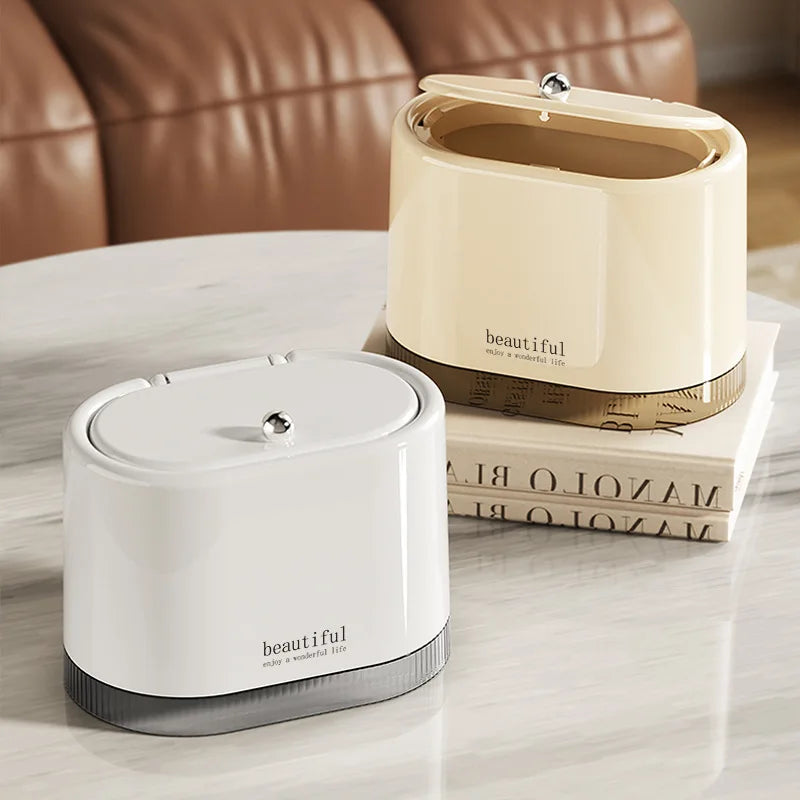 Mini Lixeira de Mesa com Tampa de Pressão — Compacta Multiuso para Escritório e Banheiro