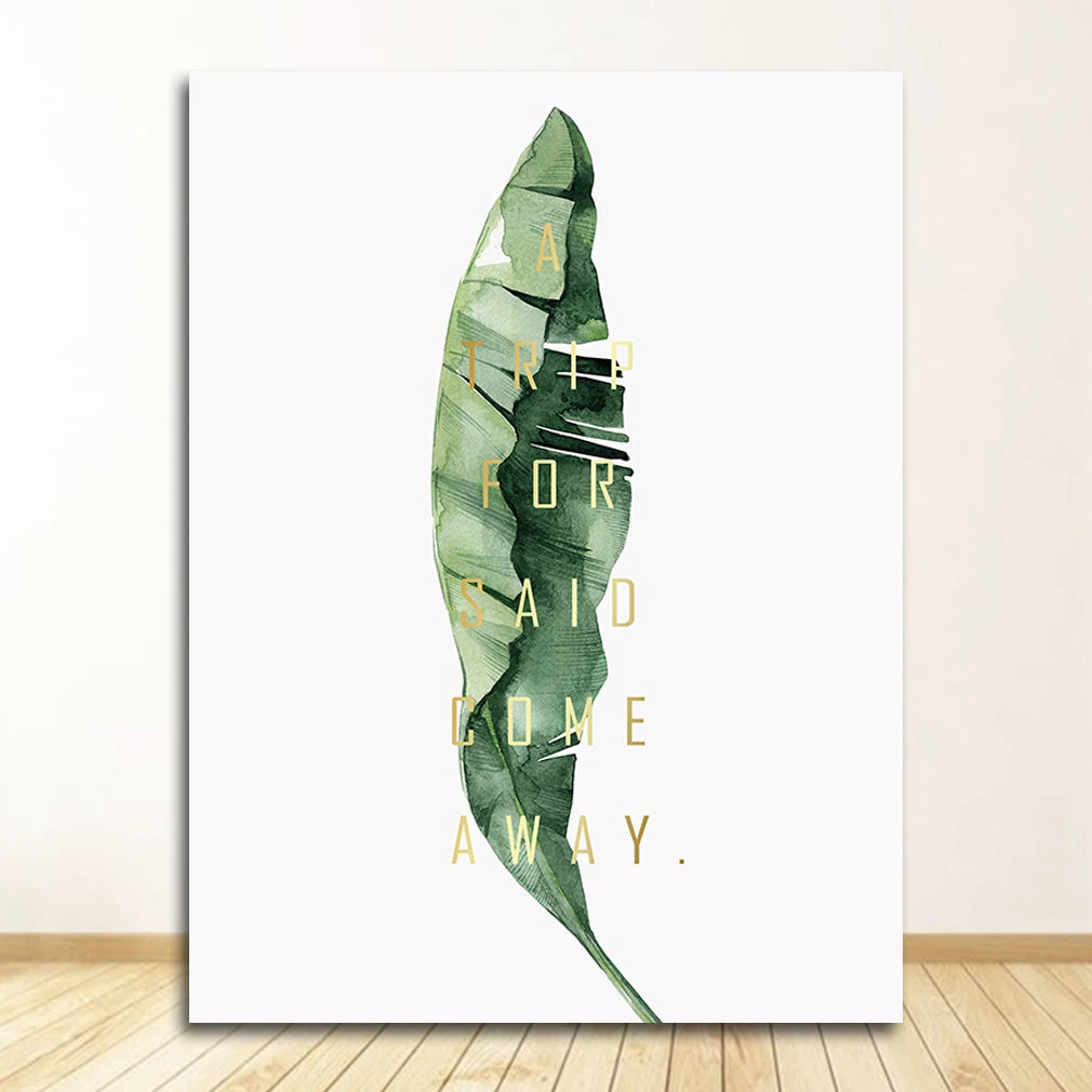 Quadro Decorativo Plantas Tropicais Folhas Verdes — Arte Escandinava Moderna para Sala