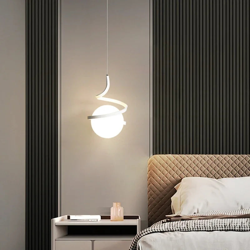 Pendente LED Nórdico Linear — Luminária de Cabeceira para Quarto e Sala de Jantar