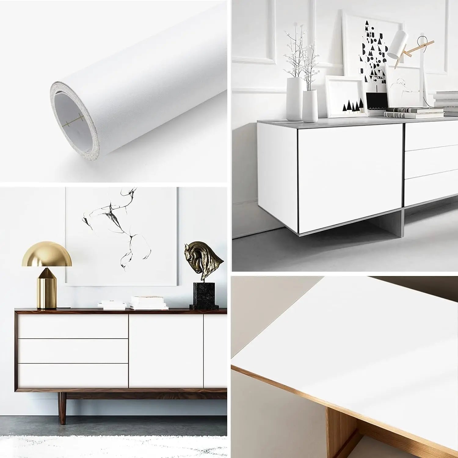 Papel de Parede Adesivo Fosco Cinza, Branco e Preto Vinílico — Autocolante para Sala