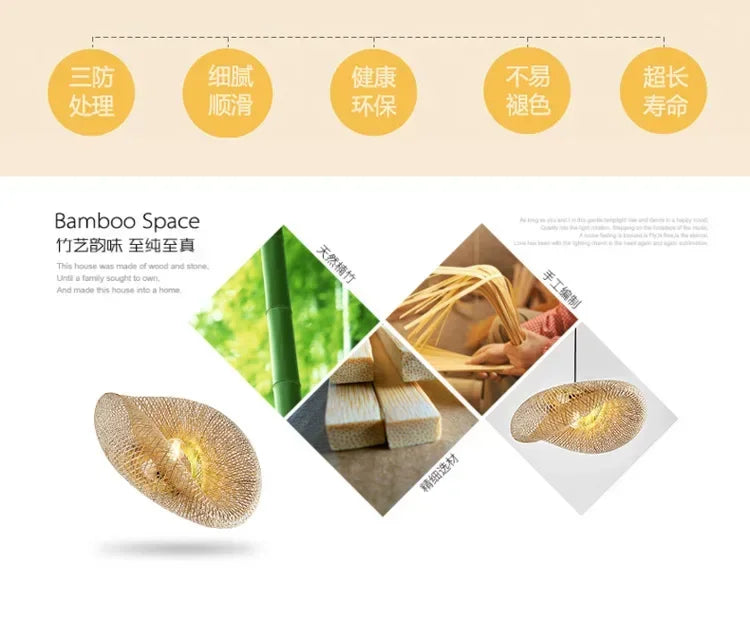 Pendente de Bambu Tecido a Mao — Luminaria Artesanal Boho