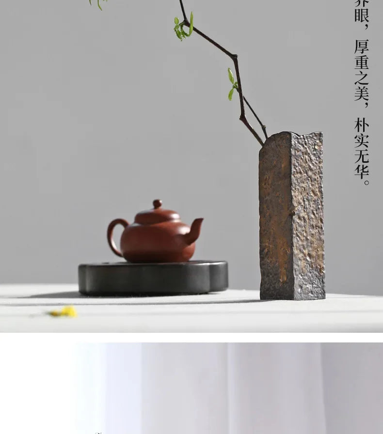Vaso Cerâmica Mini Rústico Artesanal — Hidropônico para Cerimônia do Chá e Decoração