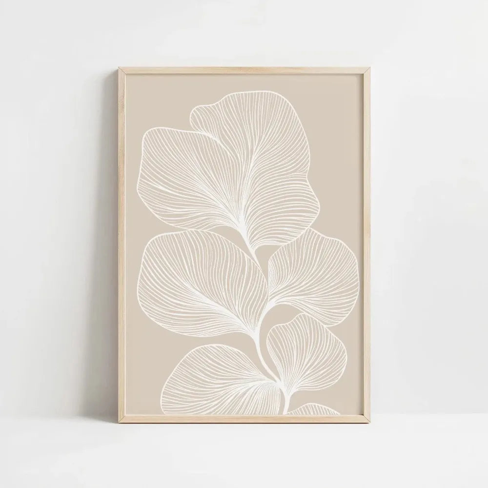 Quadro Decorativo Floral Bege Retrô sem Moldura — Arte Botânica para Sala