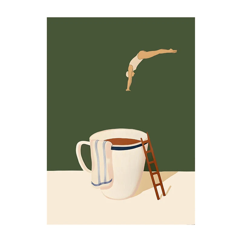Quadro Decorativo Café Mergulhador — Arte de Cozinha para Amantes de Café