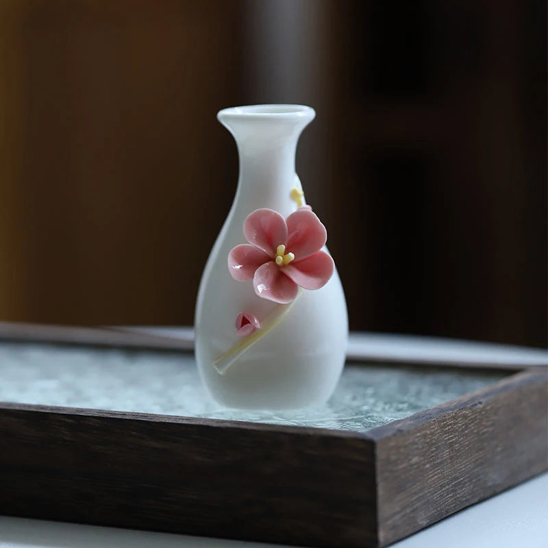 Vaso Cerâmica Mini Chinês Retrô — Porta-Palito e Porta-Hastes Decorativo