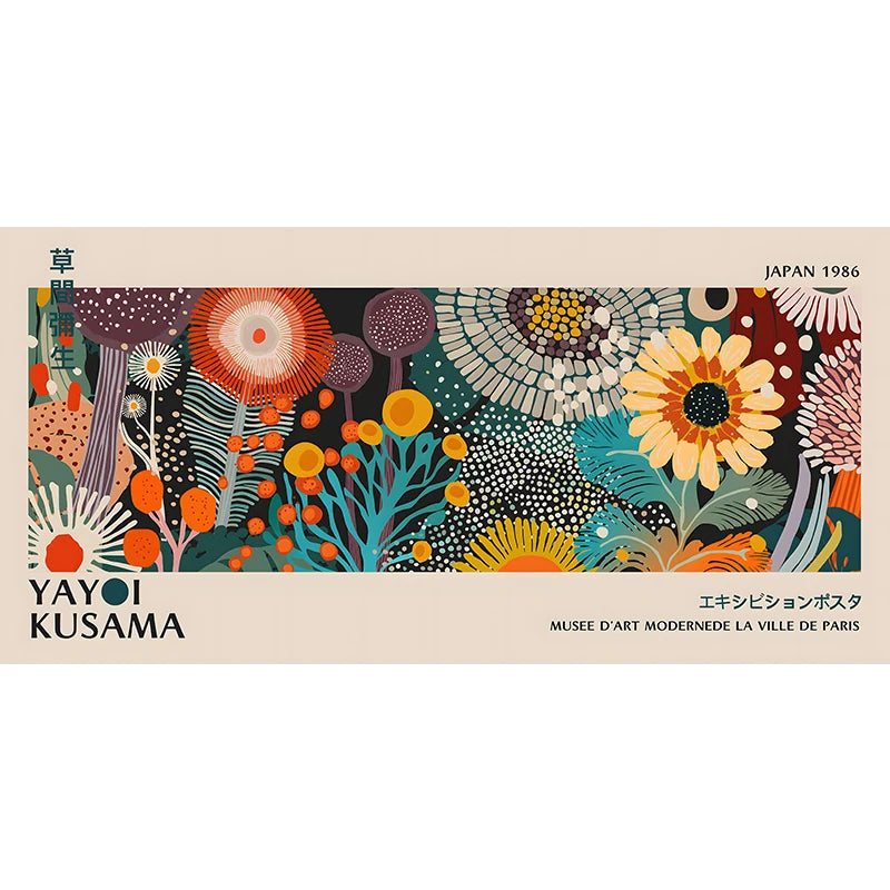 Quadro Decorativo Flores Yayoi Kusama — Arte Japonesa para Sala