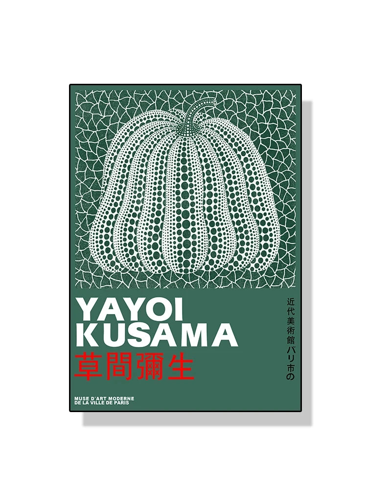 Quadro Decorativo Aboboras e Flores Yayoi Kusama — Arte Abstrata para Sala