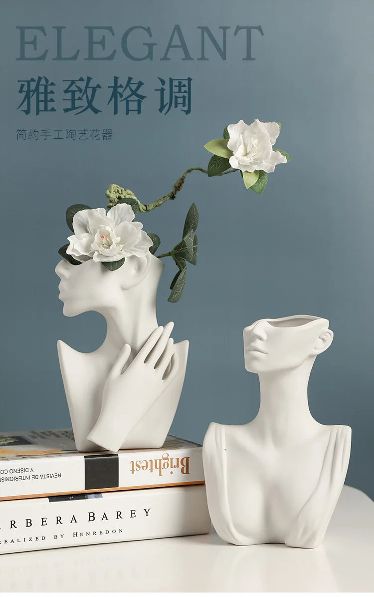 Vaso Cerâmica Corpo Feminino Arte Moderna Nórdico — Decorativo para Flores e Sala