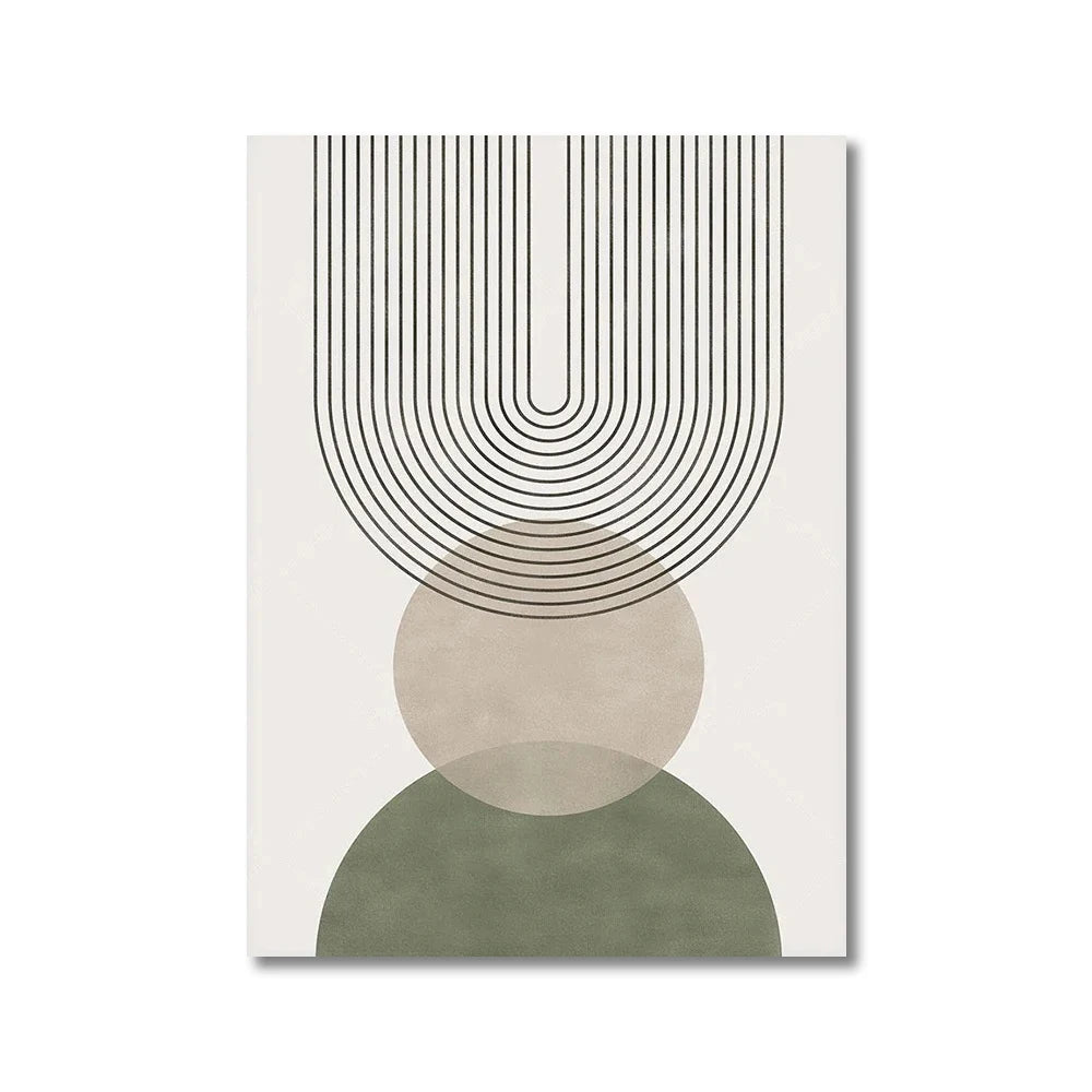 Quadro Decorativo Botânico Verde Sage Nórdico — Arte Boho Geométrica para Sala