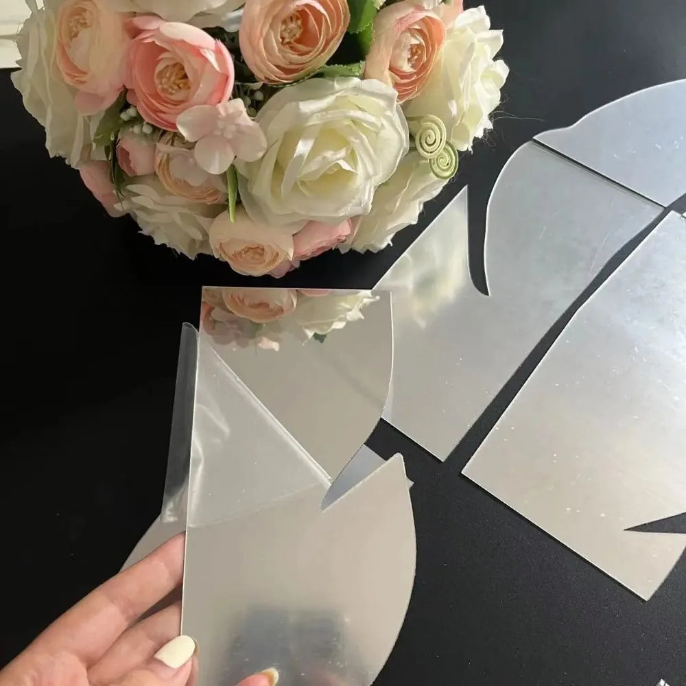 Adesivo de Parede 3D Penas Dançantes com Espelho — Decoração Elegante para Sala e Quarto