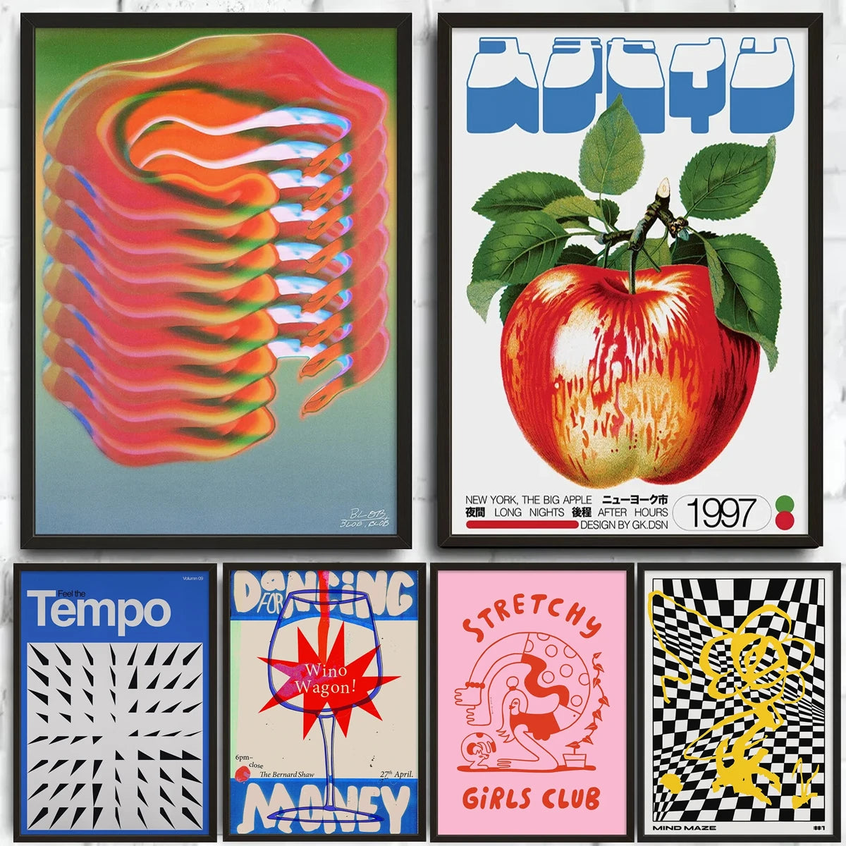 Quadro Decorativo Abstrato Vintage Japonês — Arte Mid Century para Quarto