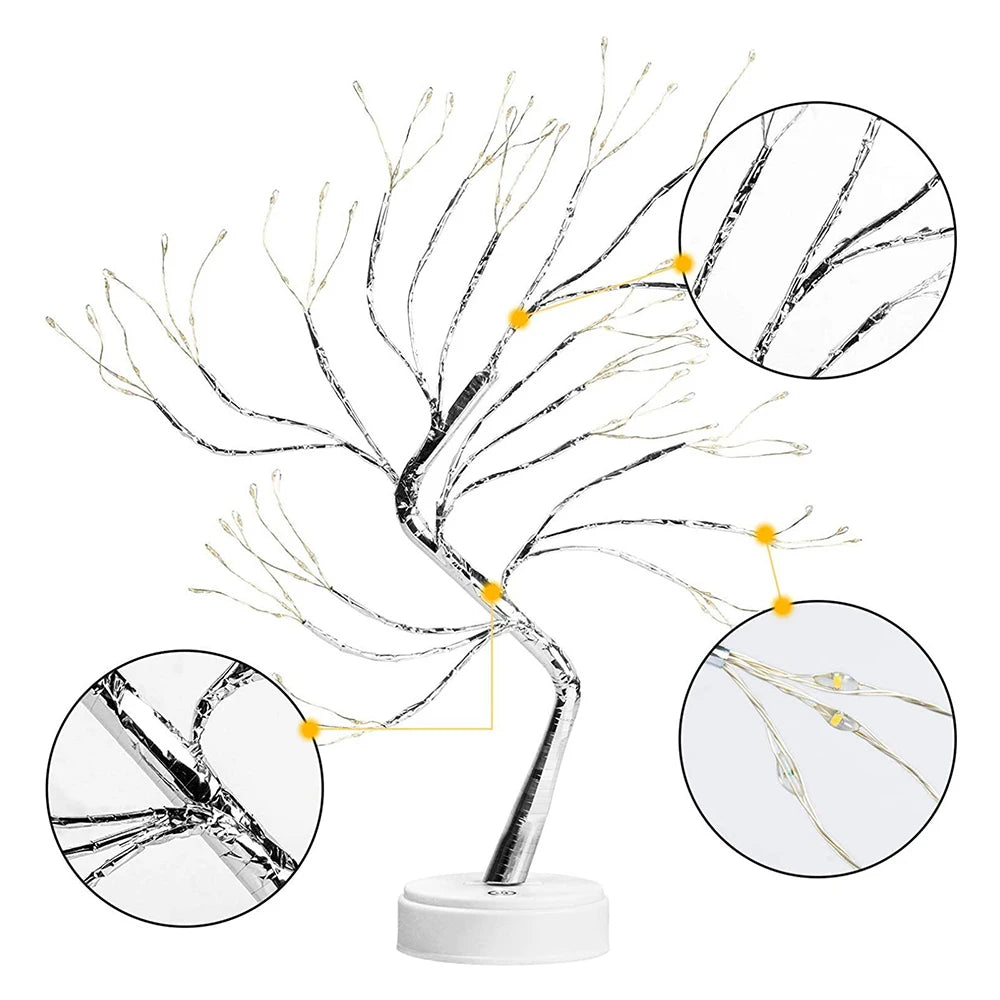 Luminária de Mesa Árvore LED — Decoração com 108 Luzes para Quarto e Festas