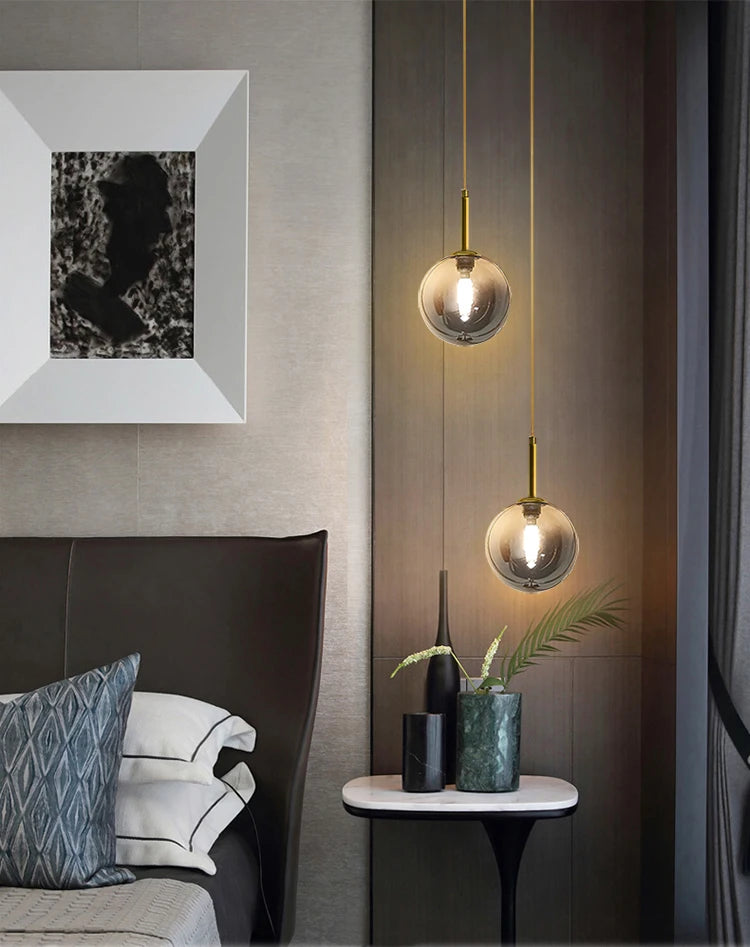 Pendente LED Globo de Vidro — Luminária Nórdica para Quarto e Sala