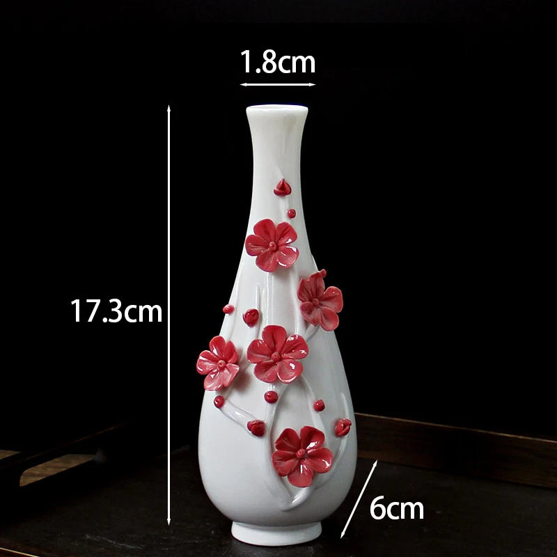 Vaso Decorativo de Cerâmica Pintado à Mão — Mini Vaso com Flores Secas para Mesa