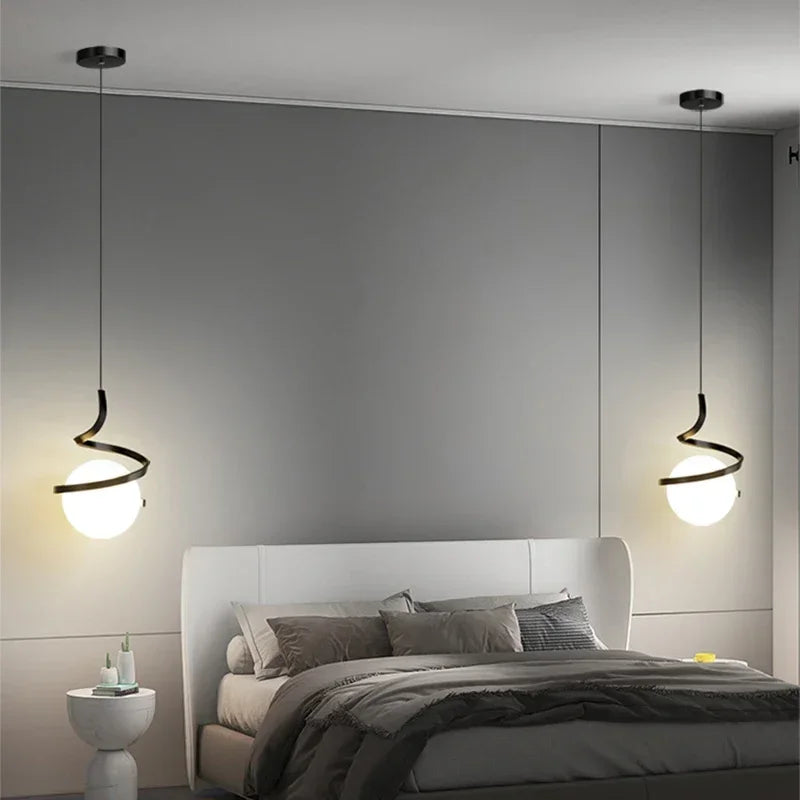 Pendente LED Nórdico Linear — Luminária de Cabeceira para Quarto e Sala de Jantar