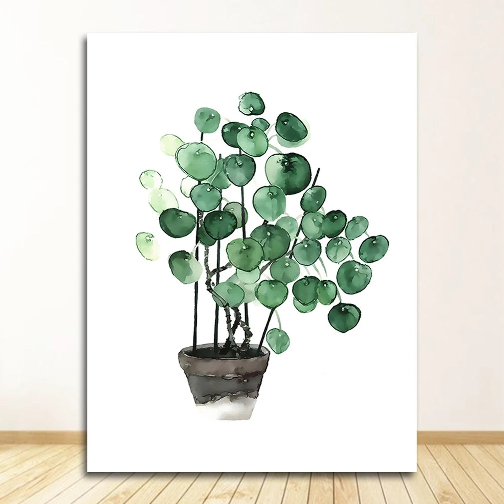 Quadro Decorativo Plantas Tropicais Folhas Verdes — Arte Escandinava Moderna para Sala