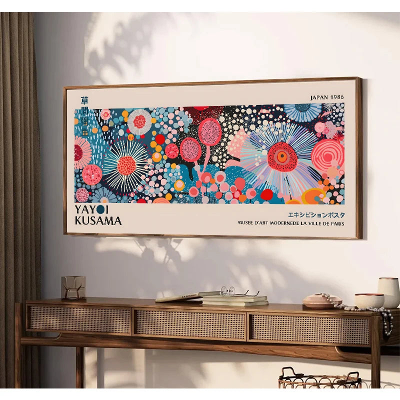 Quadro Decorativo Flores Yayoi Kusama — Arte Japonesa para Sala