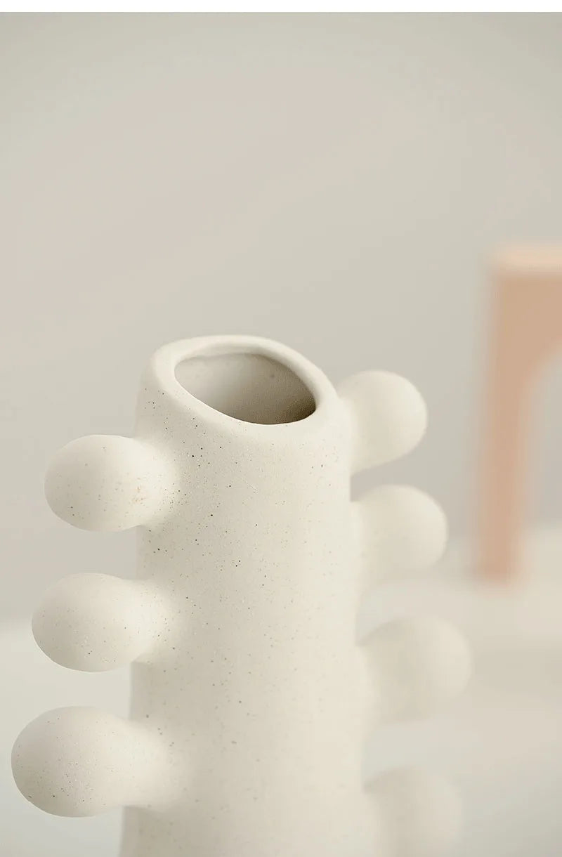 Vaso Cerâmica Sem Esmalte CAPIRON — Branco Boho Nórdico para Flores Secas e Casamento