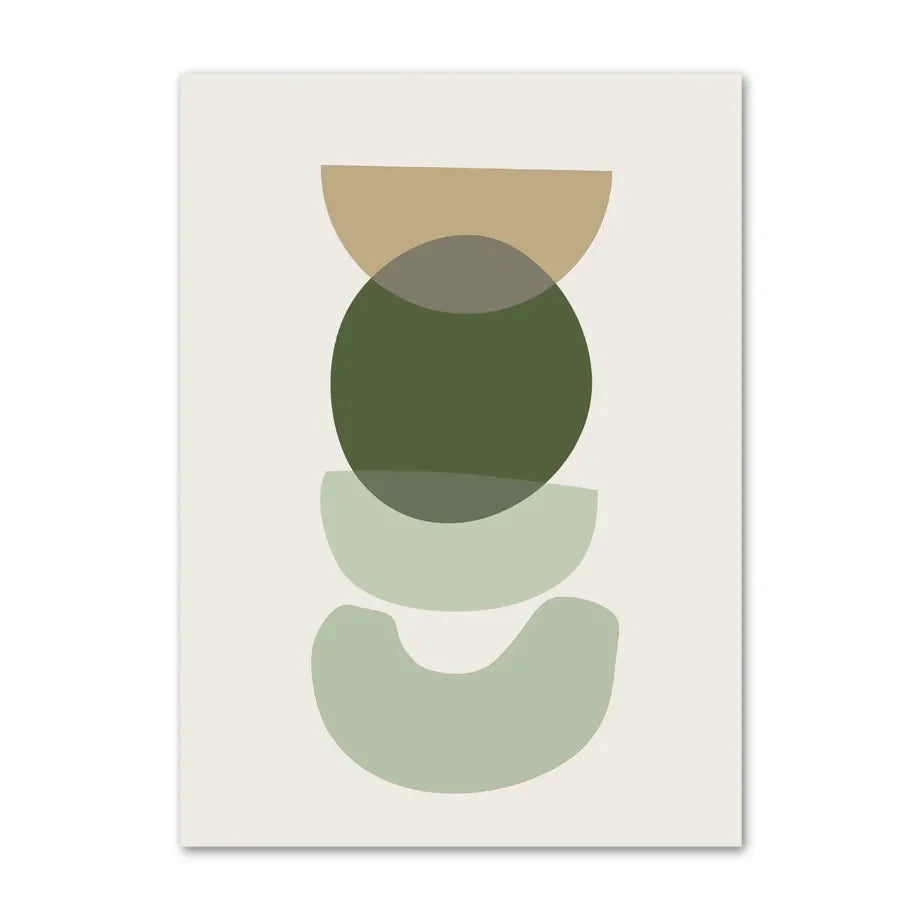 Quadro Decorativo Plantas Verde Sage Boho — Arte Geométrica Nórdica para Sala