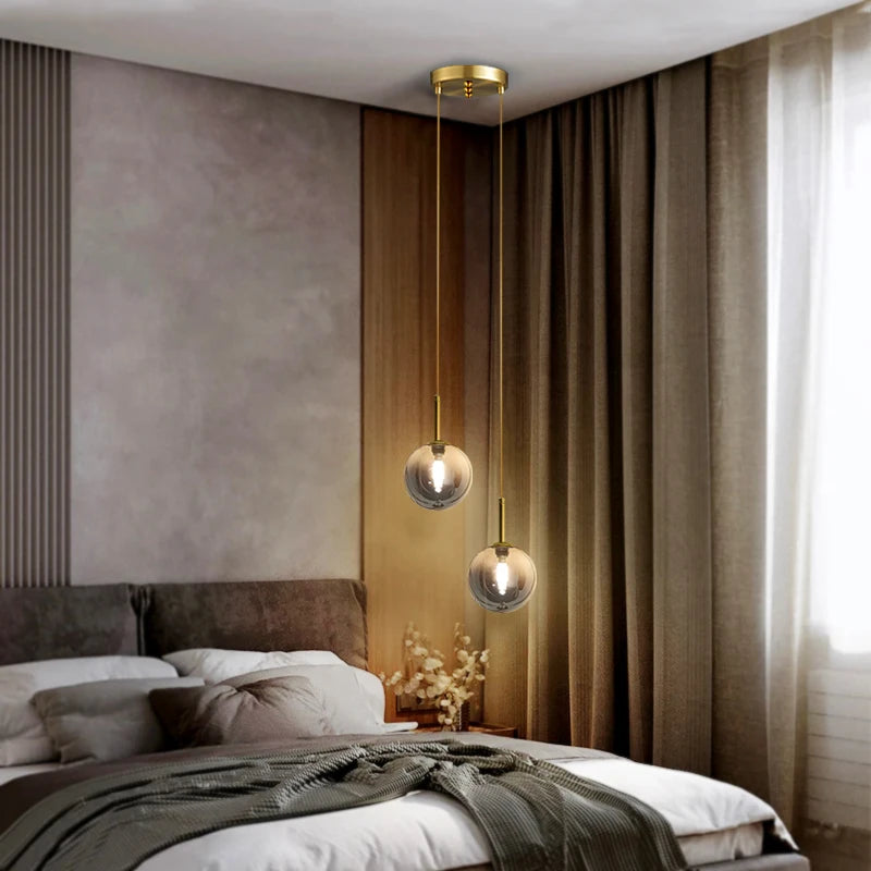 Pendente LED Globo de Vidro — Luminária Nórdica para Quarto e Sala