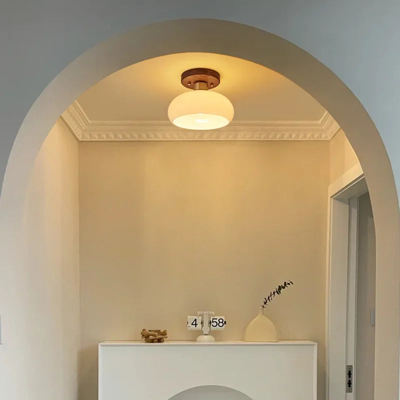 Luminária de Teto Estilo Chinês Luxo — Nogueira e Bronze para Hall, Entrada e Varanda