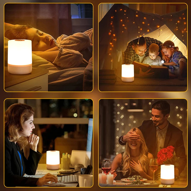 Luminária de Mesa Touch com Luz Noturna — 3 Modos Reguláveis e Recarregável para Quarto