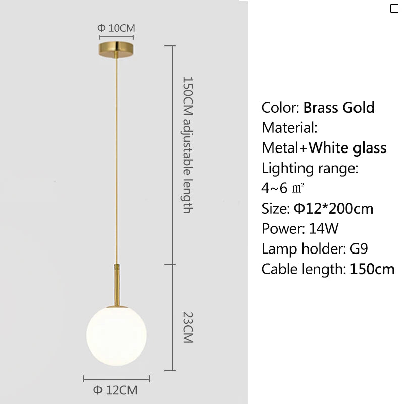 Pendente LED Globo de Vidro — Luminária Nórdica para Quarto e Sala