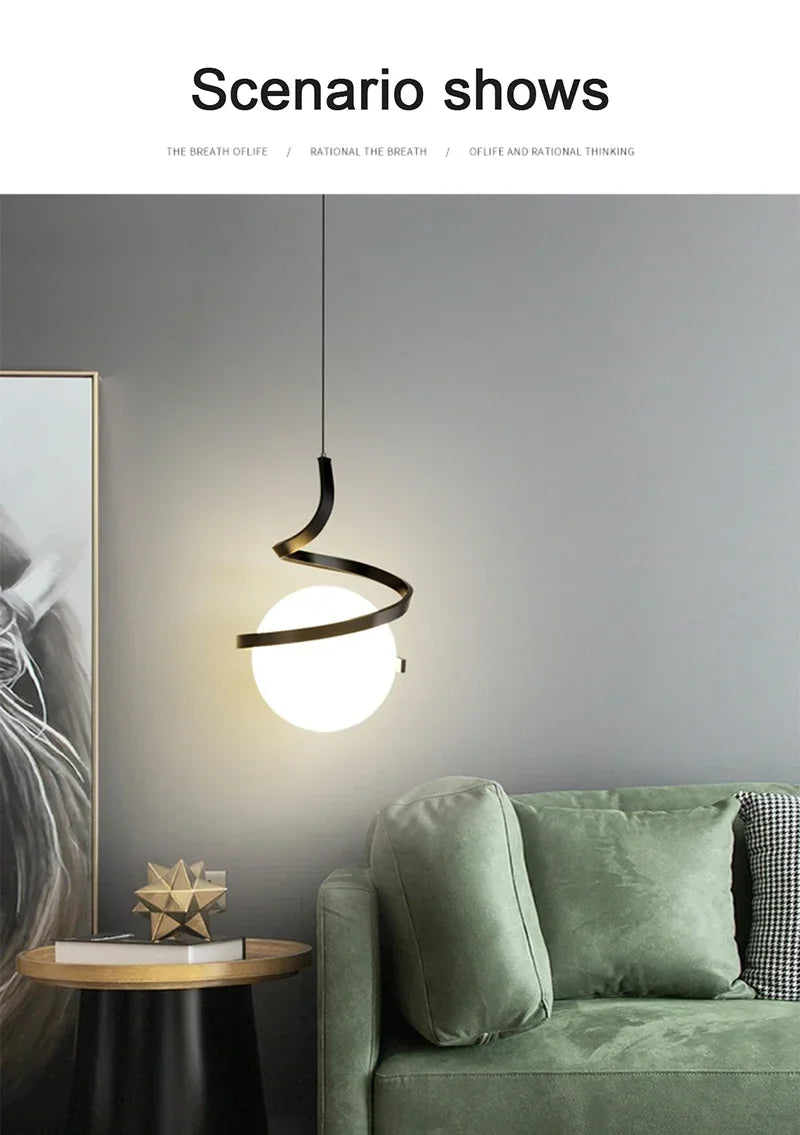 Pendente LED Nórdico Linear — Luminária de Cabeceira para Quarto e Sala de Jantar