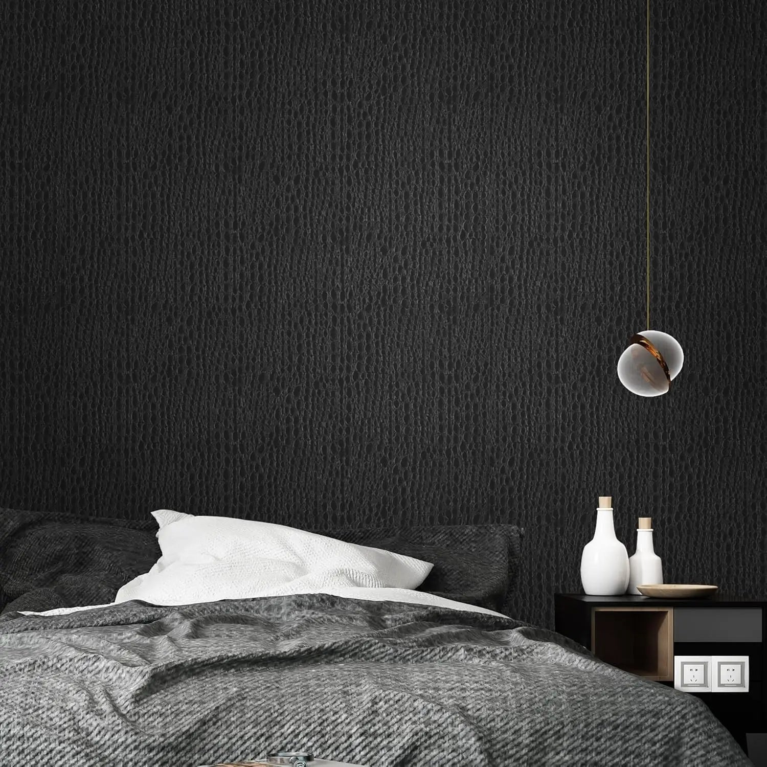 Papel de Parede Crocodilo Preto Autocolante — Textura Luxo para Quarto e Armários
