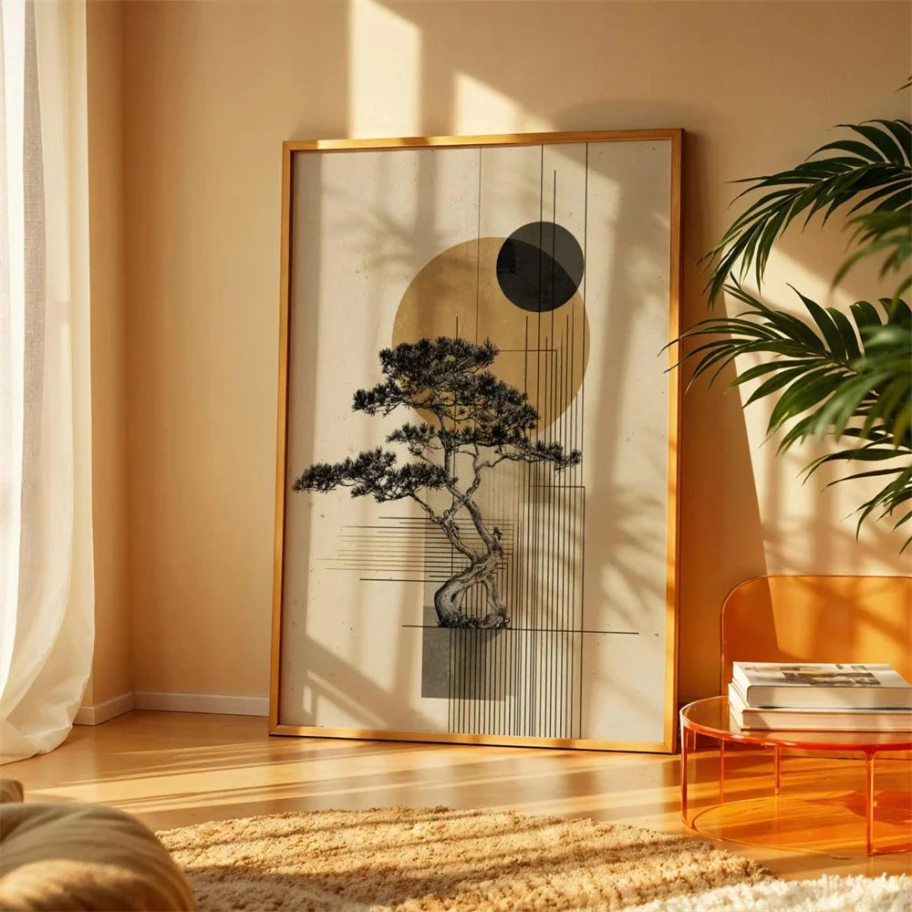 Quadro Decorativo Bonsai Japonês sem Moldura — Arte Zen Minimalista para Sala