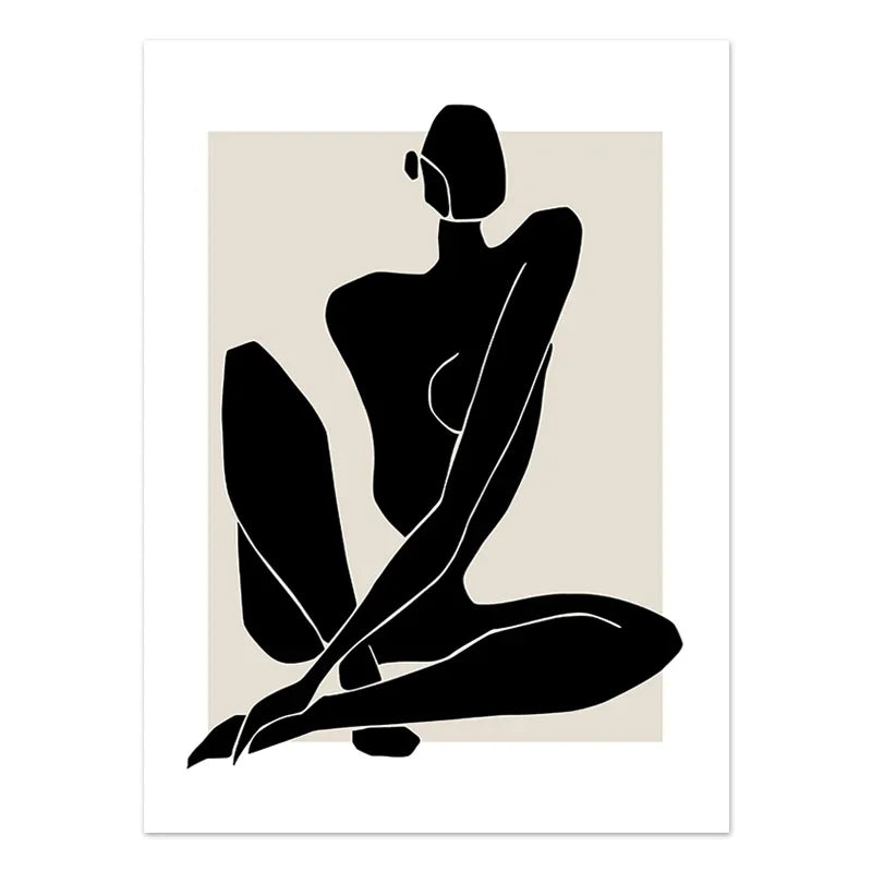Quadro Decorativo Geométrico Boho Preto e Bege — Arte Abstrata para Sala