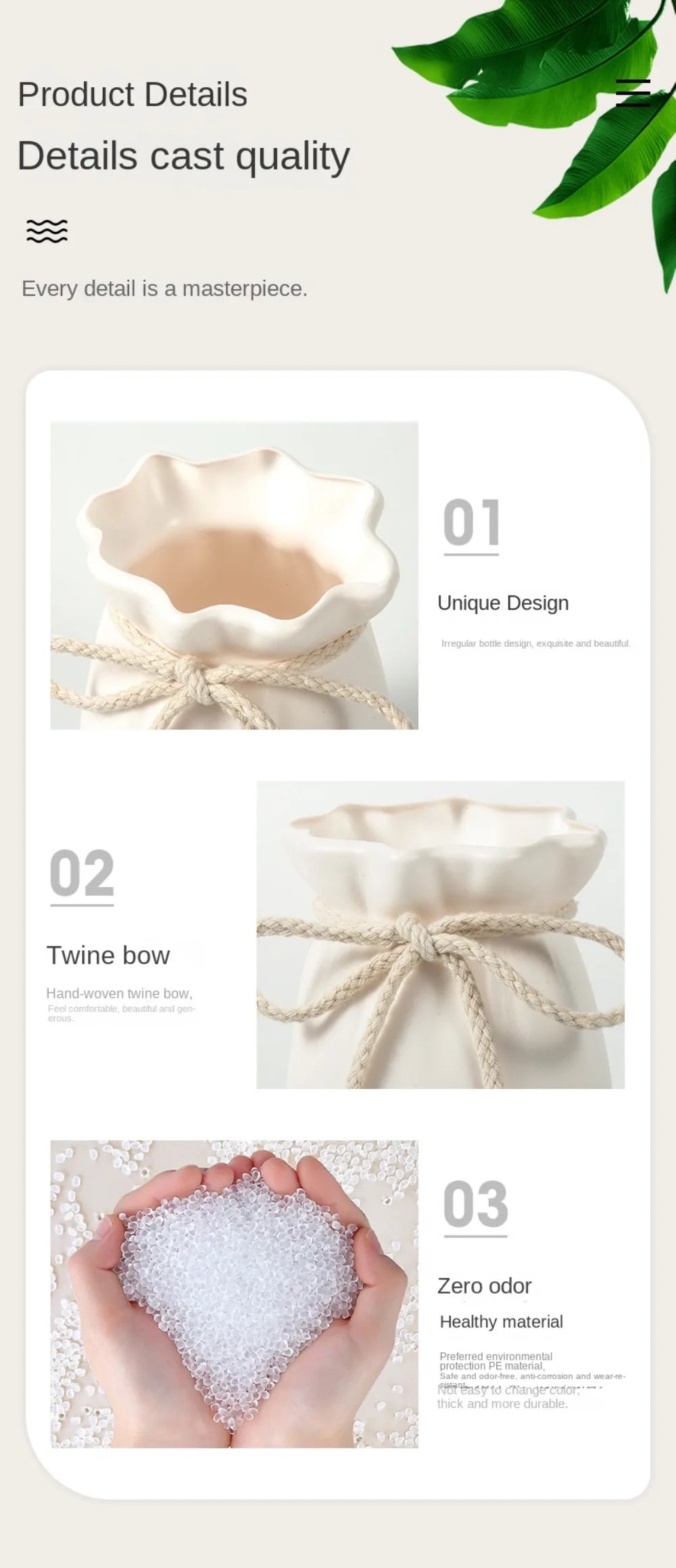 Vaso Decorativo Branco com Laço — Vaso de Plantas para Mesa e Jardim
