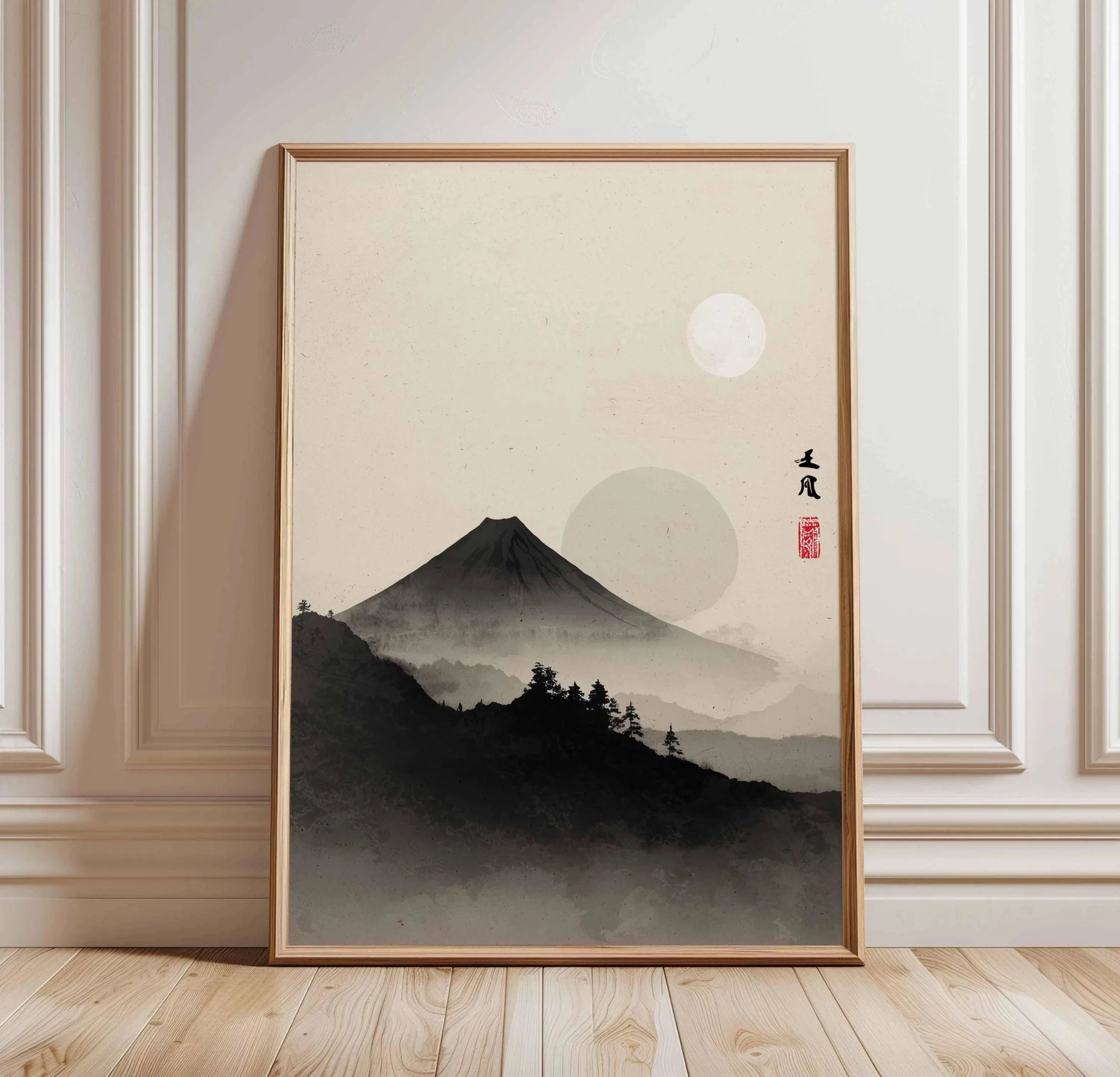Quadro Decorativo Pinheiro Japonês sem Moldura — Arte Zen para Sala e Quarto
