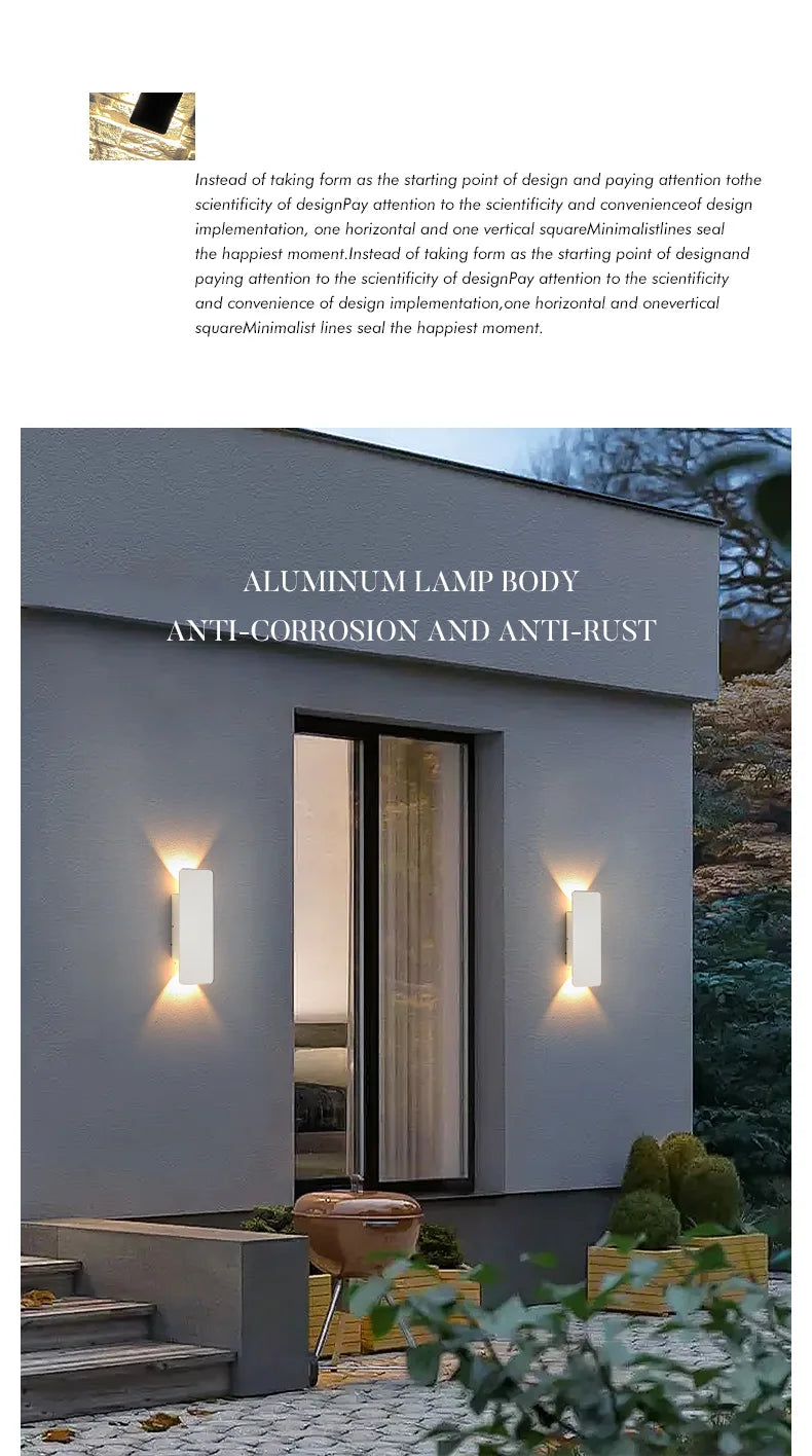Arandela LED Listrada Impermeável 18W — Iluminação de Fachada para Parede e Jardim