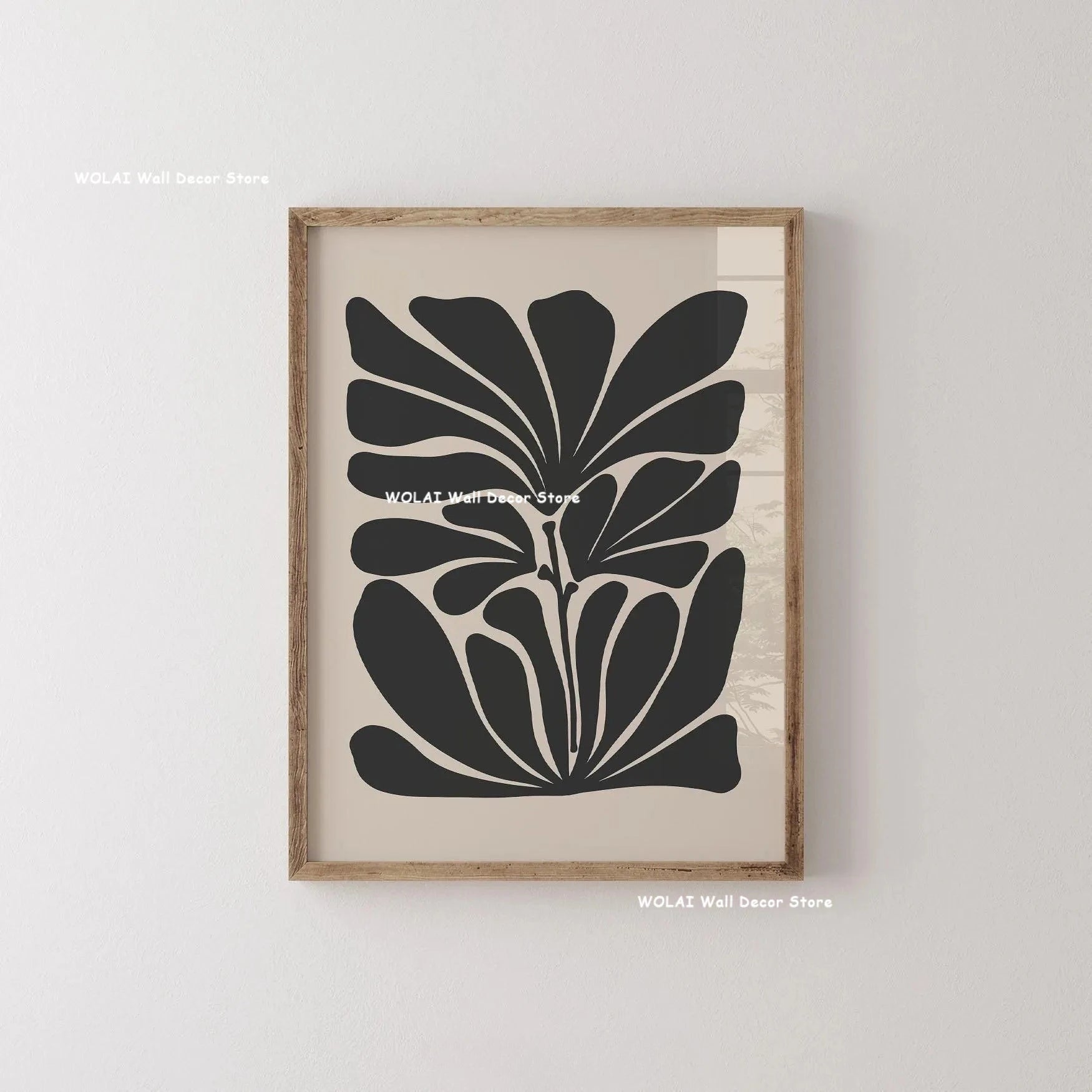 Quadro Decorativo Plantas Bege e Preto — Arte Floral Minimalista para Sala