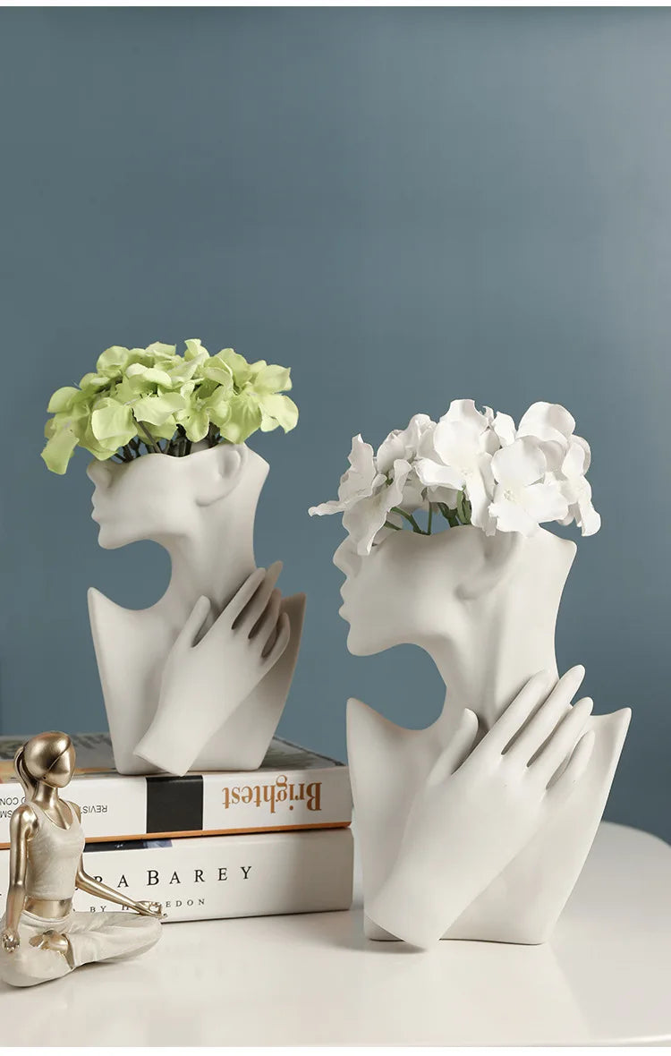 Vaso Cerâmica Corpo Feminino Arte Moderna Nórdico — Decorativo para Flores e Sala