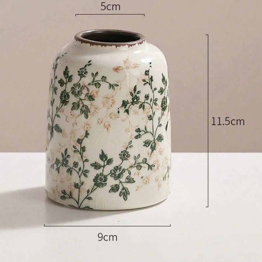 Vaso Cerâmica Rachado Gelo Artesanal Boho — Para Flores Frescas e Secas Sala e Escritório