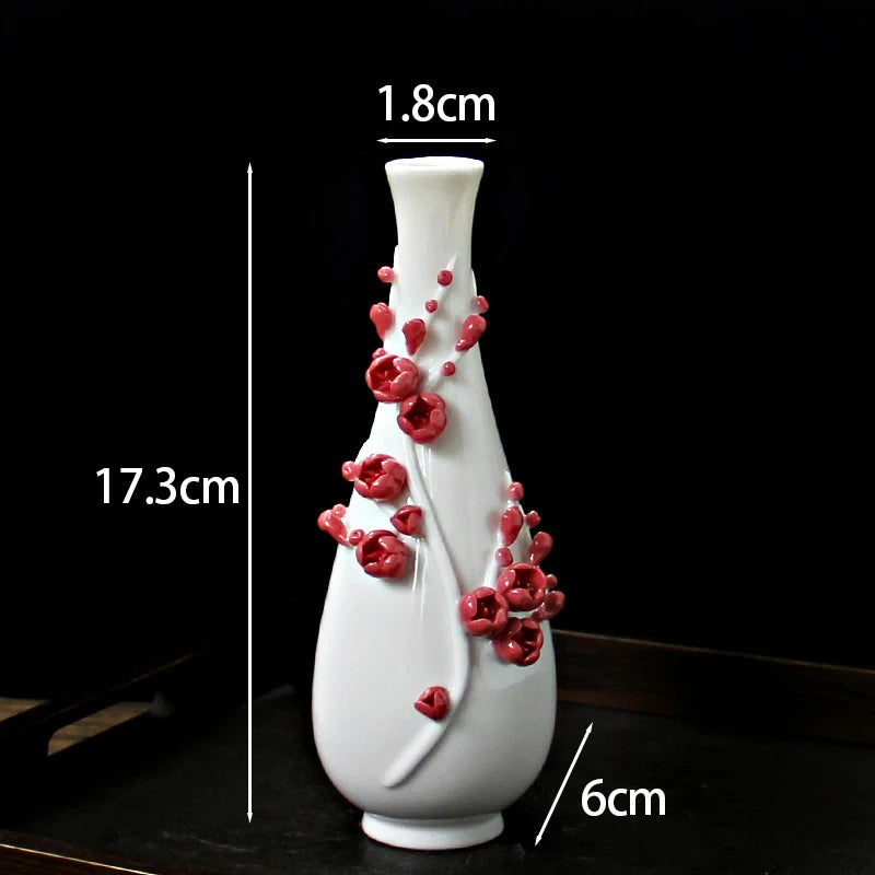 Vaso Decorativo de Cerâmica Pintado à Mão — Mini Vaso com Flores Secas para Mesa