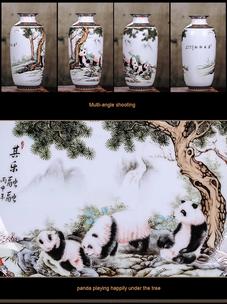 Vaso Cerâmica Jingdezhen Tradicional Chinês — Para Flores e Decoração de Sala