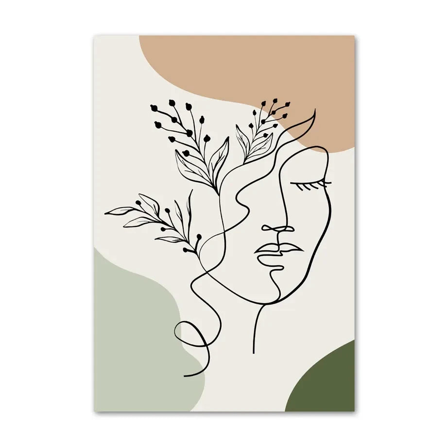 Quadro Decorativo Plantas Verde Sage Boho — Arte Geométrica Nórdica para Sala