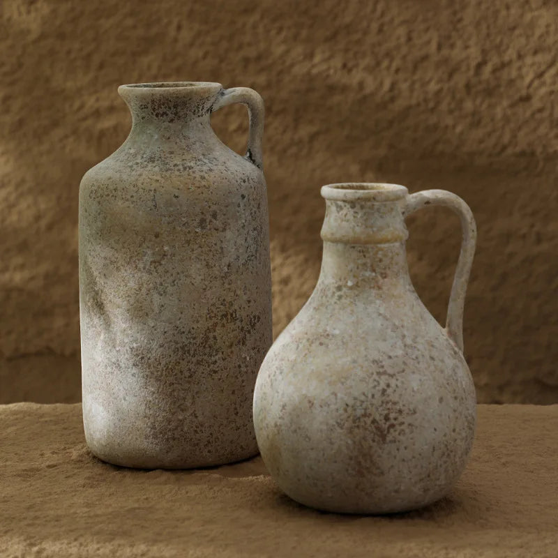 Vaso Cerâmica Retrô CAPIRON para Flores Secas Wabi Sabi — Nórdico para Estante e Sala
