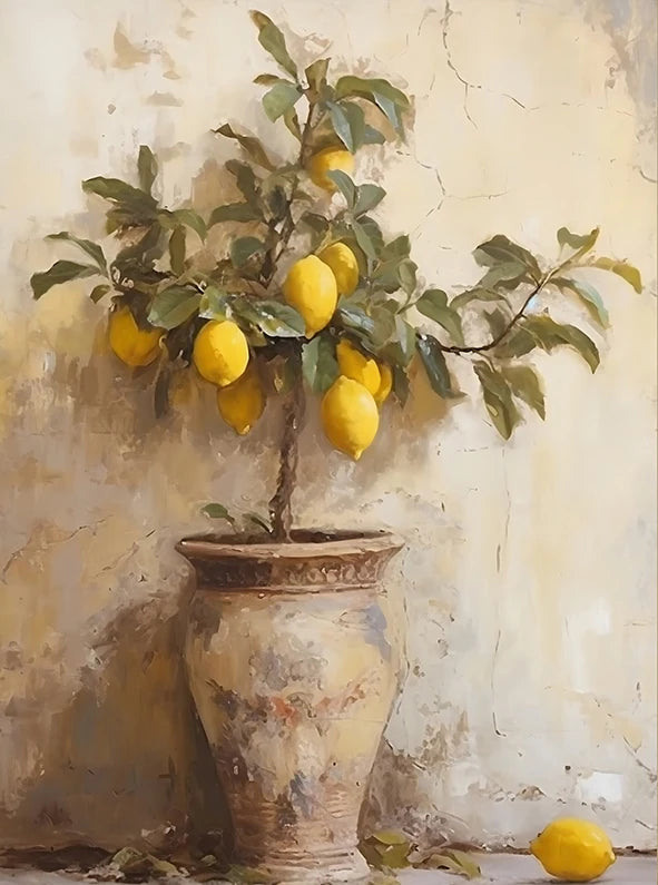 Quadro Decorativo Jardim de Limões Retrô — Arte Botânica para Sala e Escritório