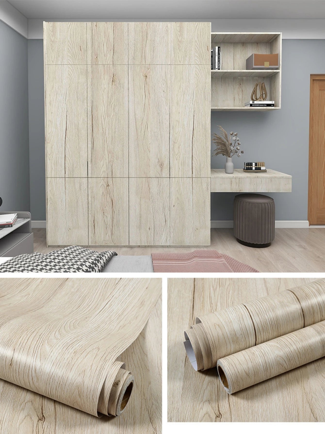 Papel de Parede PVC Autocolante Madeira — Vinílico para Móveis, Armários e Decoração