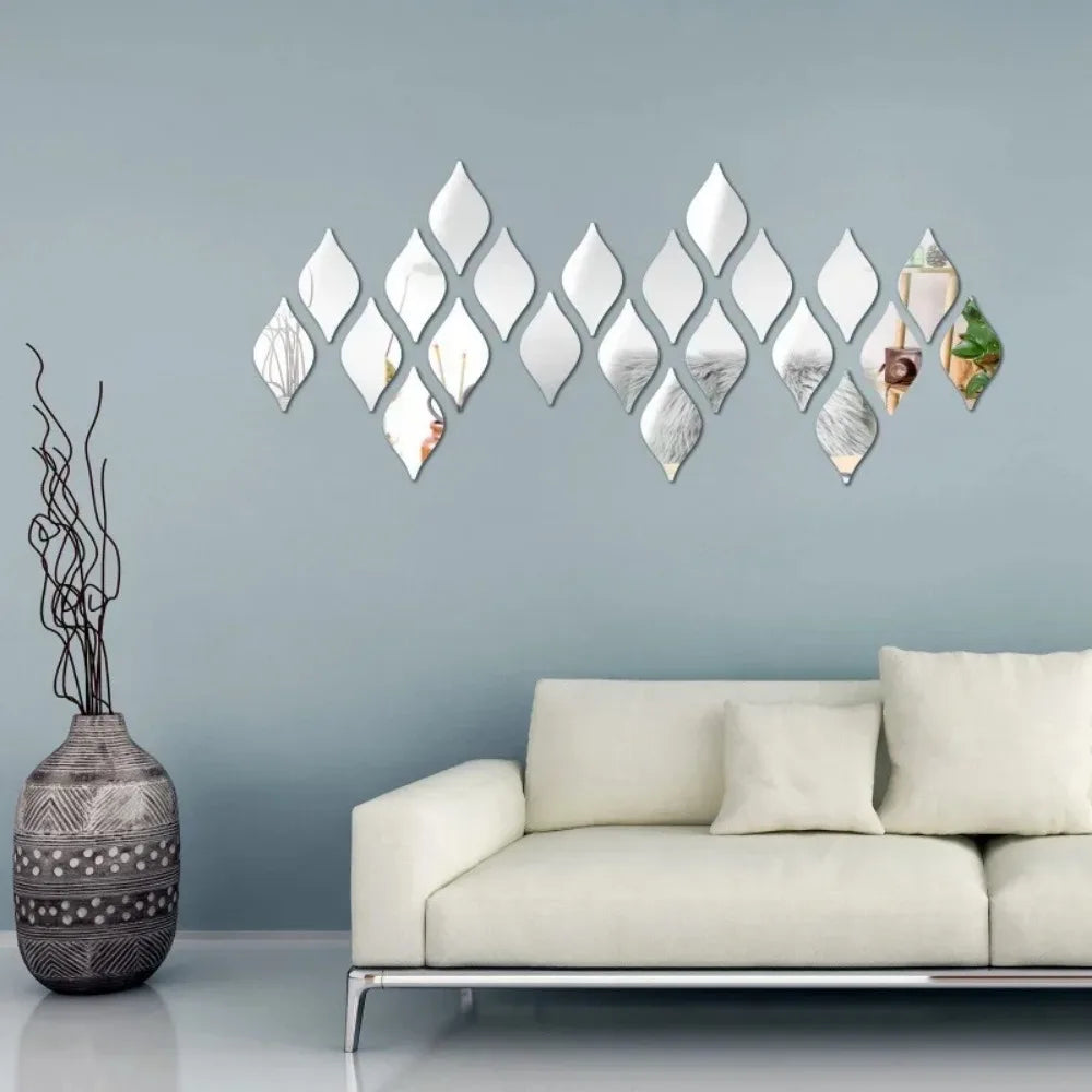 Adesivo Espelho Gota d'Água Acrílico 3D Kit 10 a 30 Peças — Decoração DIY para Sala