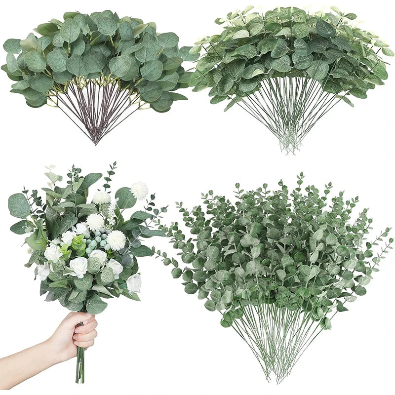 Ramos Artificiais de Eucalipto com Folhas Prateadas — Buquê para Casamento e Decoração