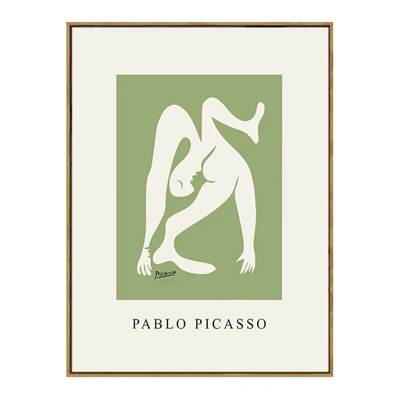 Quadro Decorativo Floral Abstrato Verde — Arte Minimalista Inspirada em Matisse e Picasso