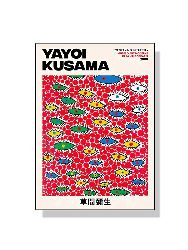 Quadro Decorativo Aboboras e Flores Yayoi Kusama — Arte Abstrata para Sala
