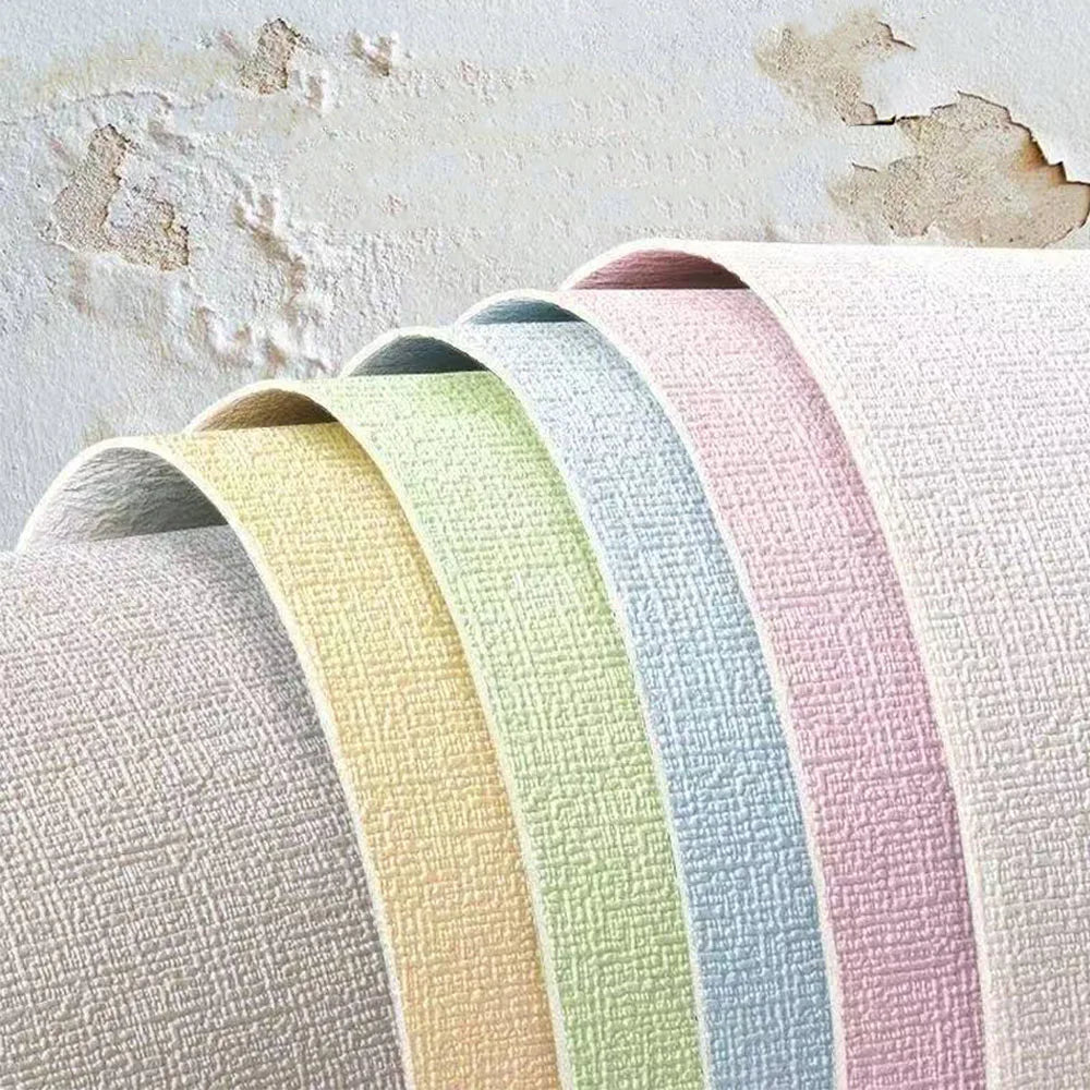 Papel de Parede Linho Liso Impermeável Autocolante — Textura Natural para Quarto e Sala